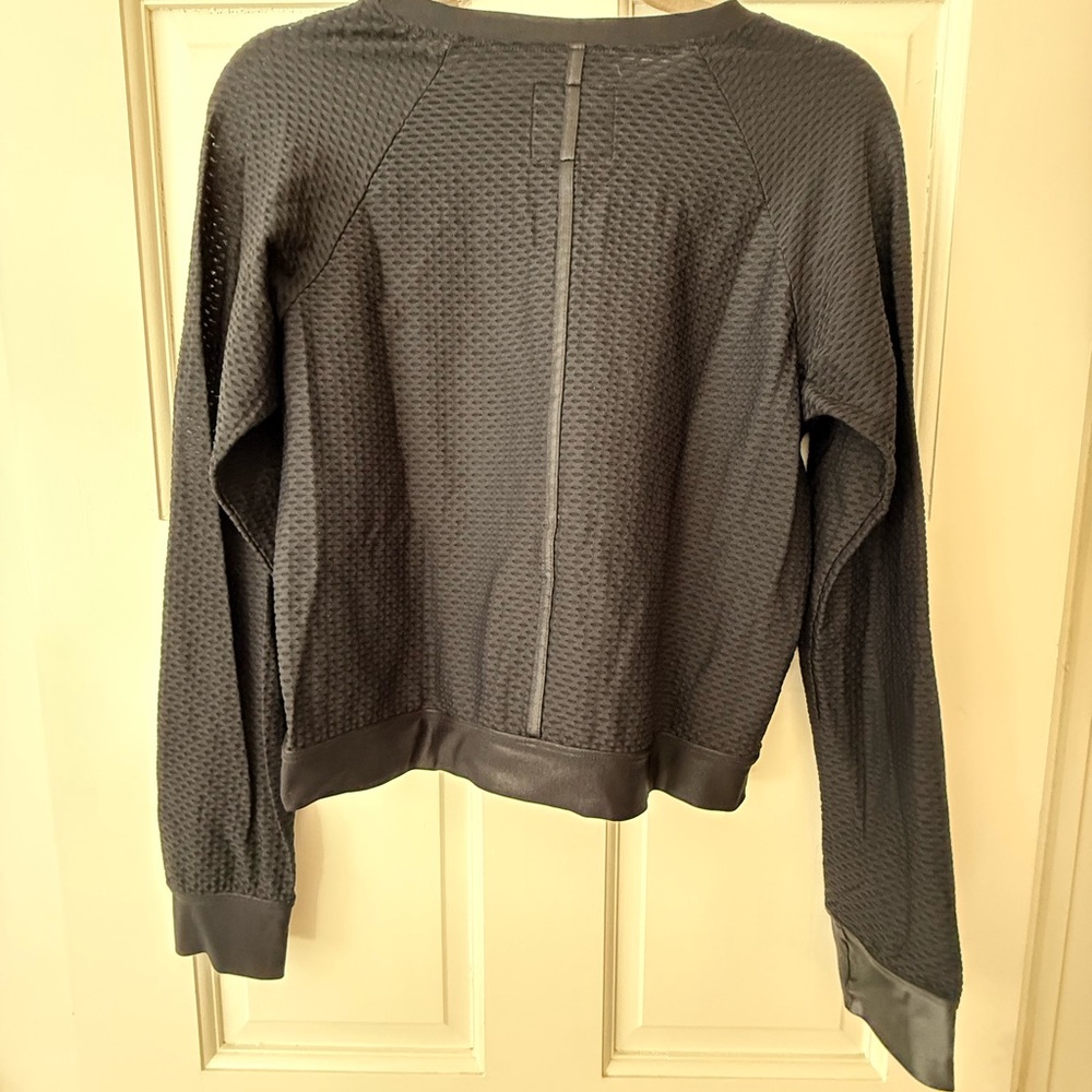 Koral Black Textured Pullover with Satin Trim